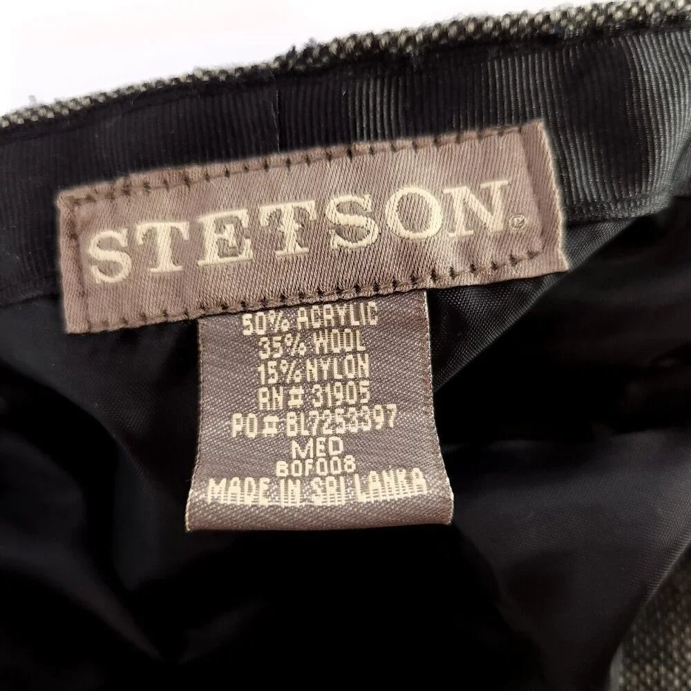 Stetson Newsboy Hat Wool Blend Size Medium Tweed Gray Cap - Picture 7 of 10
